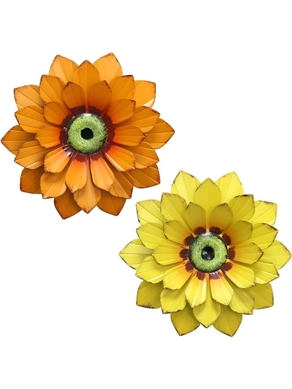 Metal Flower Wall Decor - 2 Pcs 9'' Outdoor Wall Art Decorations Spring Decor